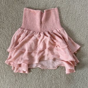 high waisted pink skirt